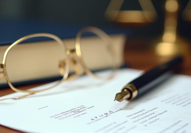 Close up of legal documents and a scale representing justice and UK regulation